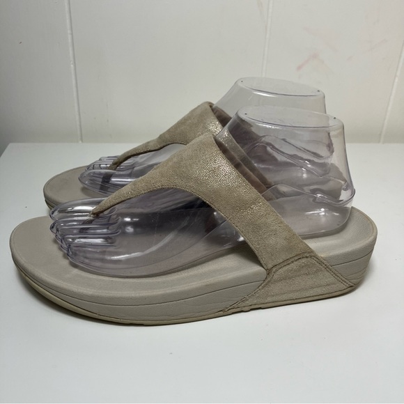 Fitflop Shoes - Fitflop Wobbleboard off white leather wedge thong slip on size 8